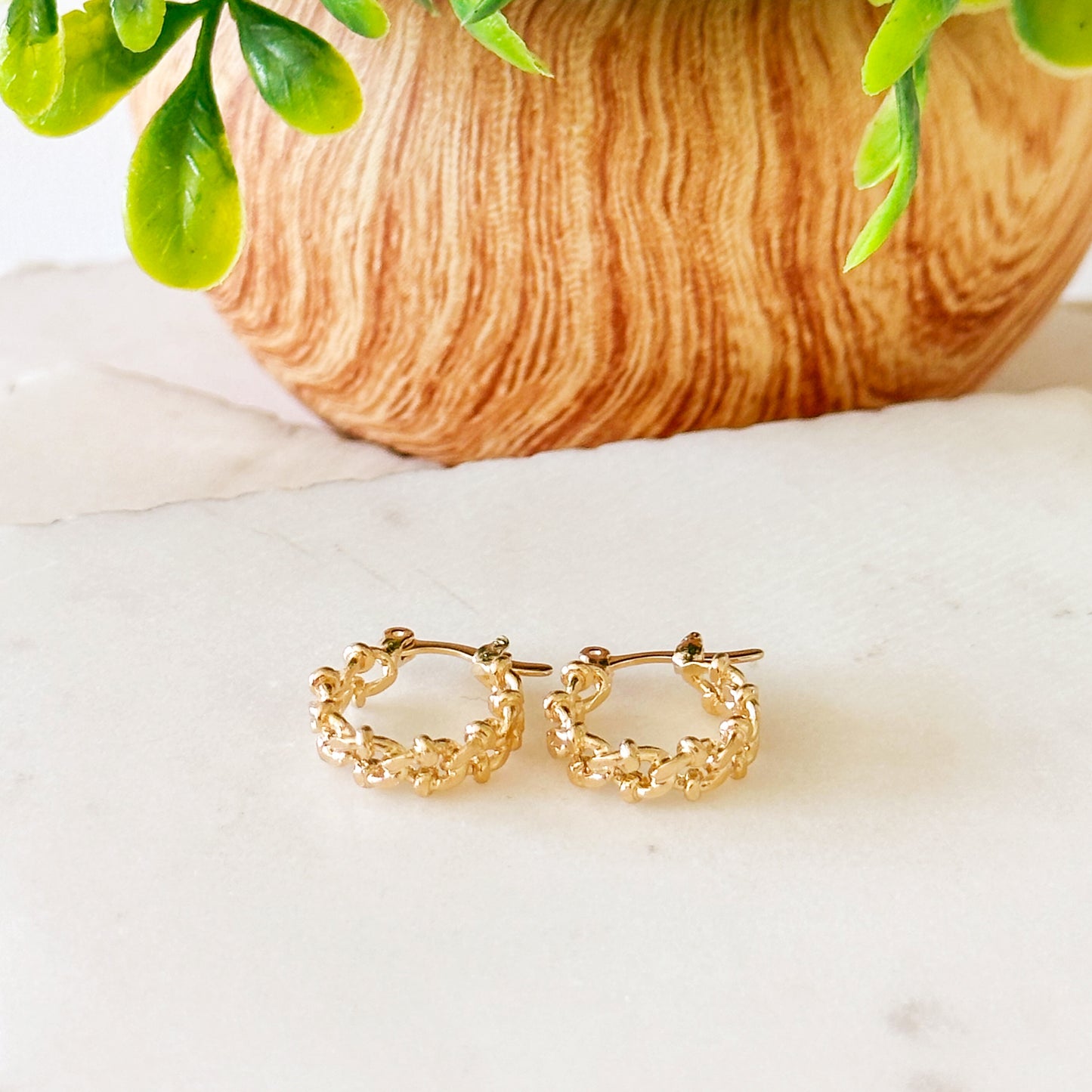 Diletta Small Designed Cuban Hoops