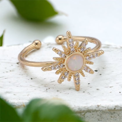 gold filled adjustable sunshine opal ring