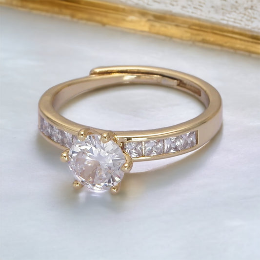 gold filled adjustable solitaire ring