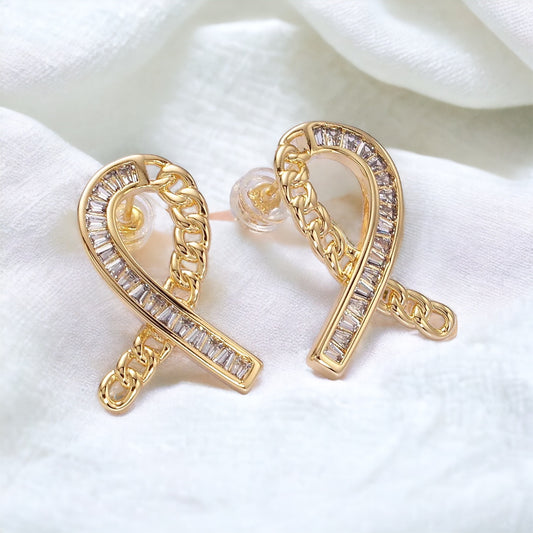 Cancer Awareness Ribbon Earrings - Gold or Silver