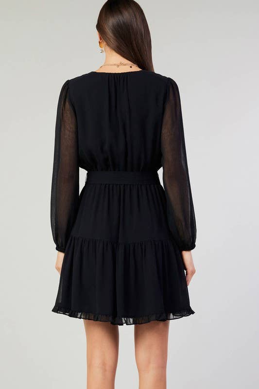 Surplus Mini Dress W/Ruffled Detail: Black / L