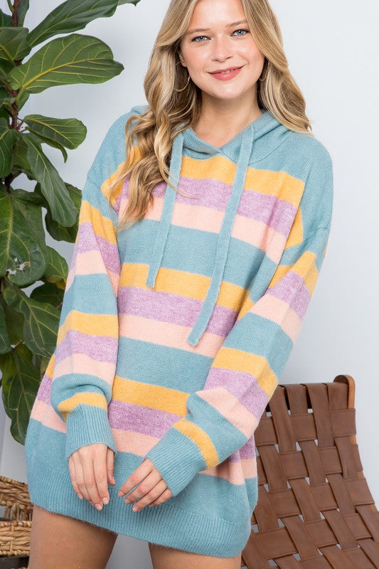 Striped Pullover Hoodie Sweater