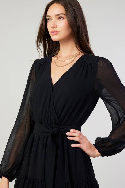 Surplus Mini Dress W/Ruffled Detail: Black / S