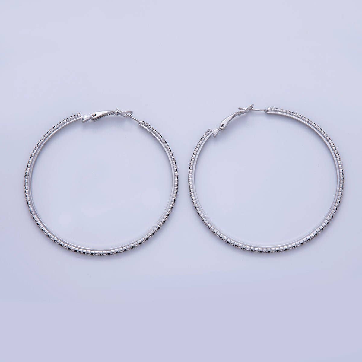 18K Gold Filled B&W Micro Paved CZ Hinge Hoop Earrings in Gold