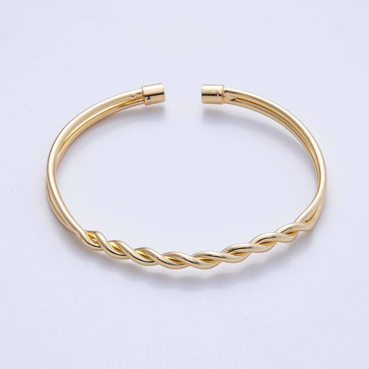 14K Gold Filled Double Twisted Knot Band Cuff Bracelet