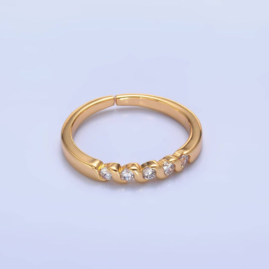 16K Gold Filled CZ Adjustable Minimalist Twisted Ring | U467