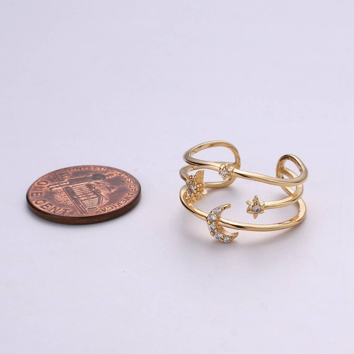 Moon Rings For Women Stars Celestial Gold Ring Celestial Ring Statement Ring Bridesmaid Gift Moon Star Galaxy Jewelry Gift for Her R-057