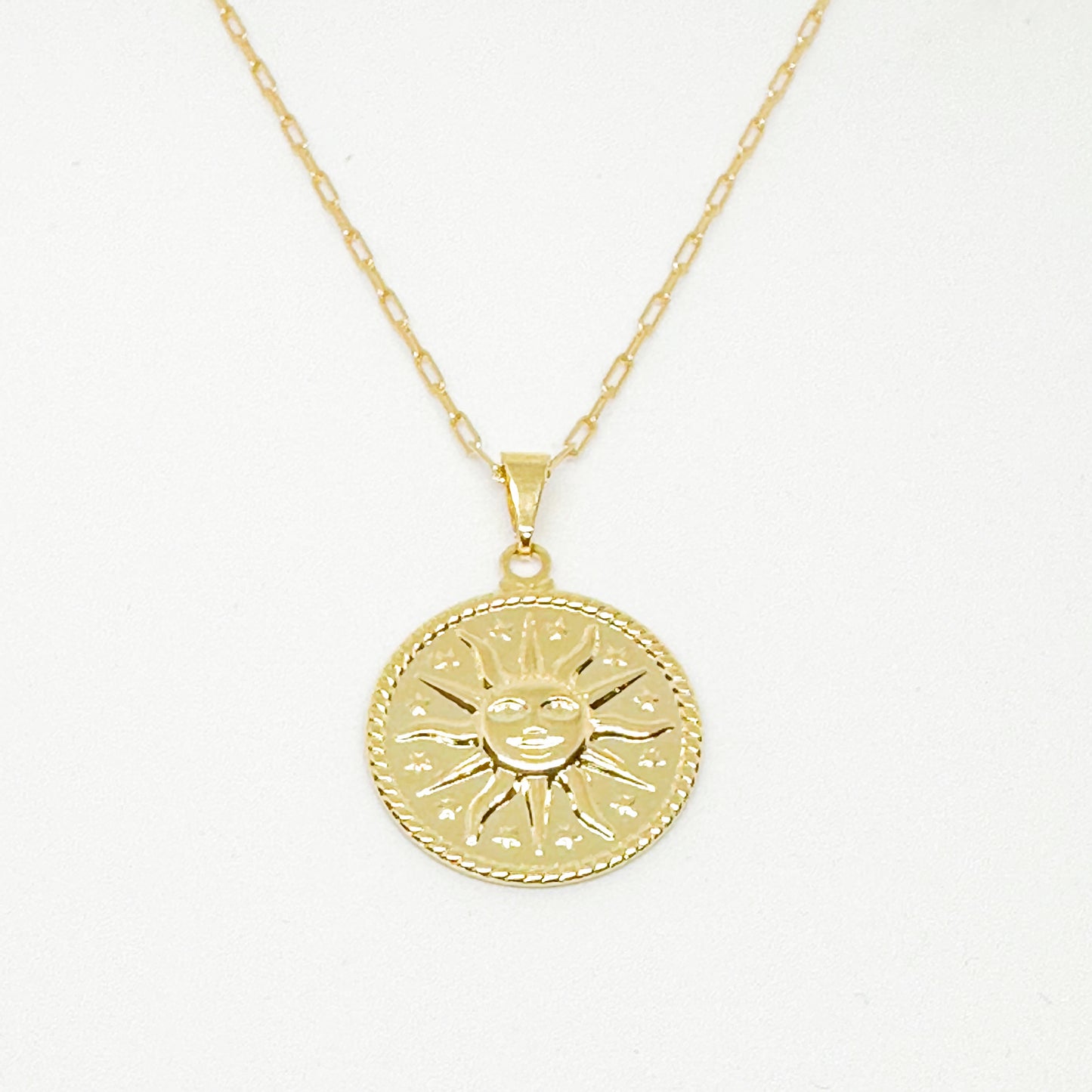 Gold filled sun medallion necklace