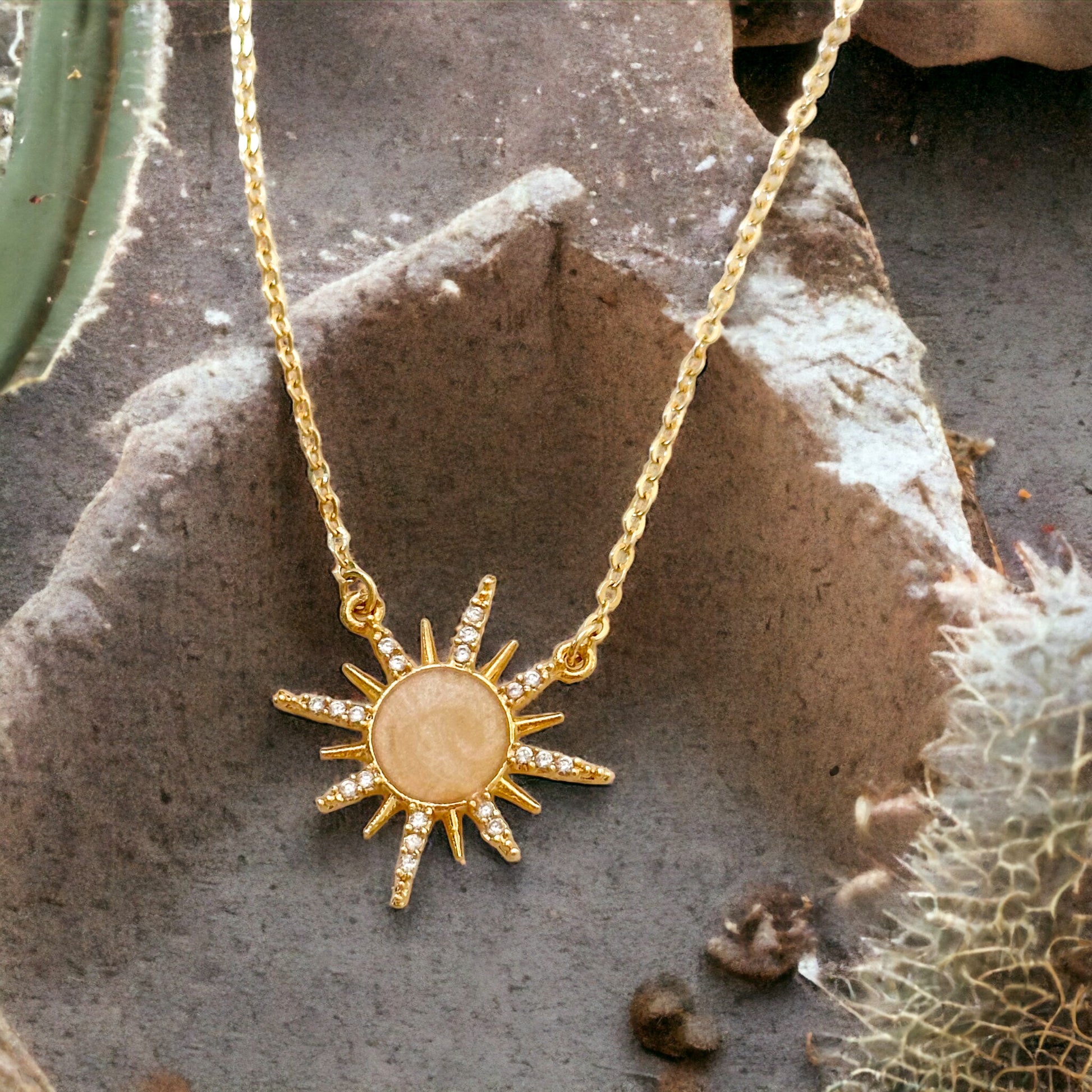 18K gold filled sun pendant necklace